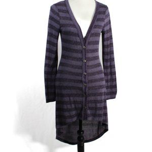 Y2K 2000s Hi-Lo Purple Stripe Heathered Cardigan